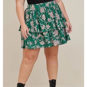 Torrid Green Floral Skirt